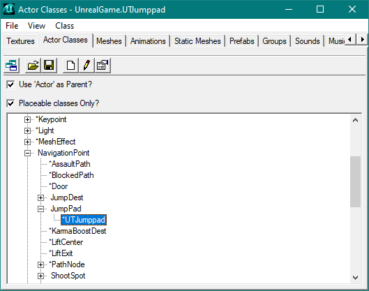 UTJumppad dans l'actor browser