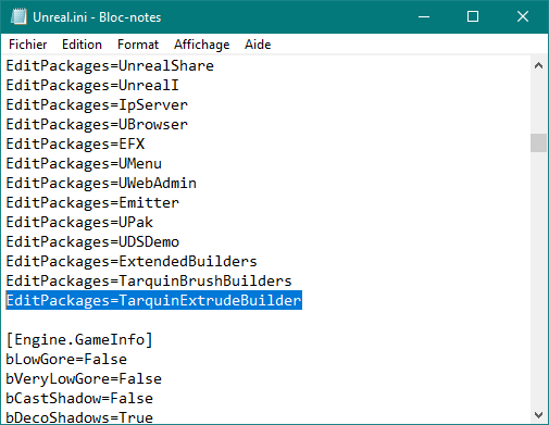 Modification de Unreal.ini