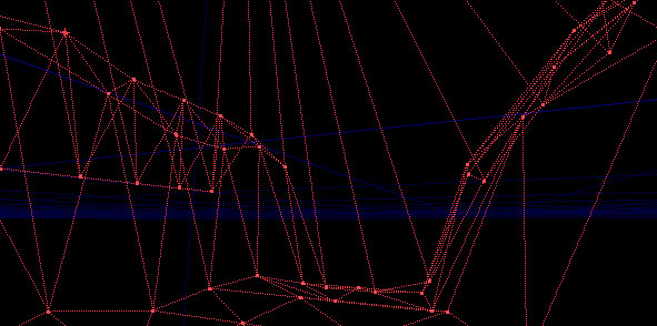 Falaise arrondie avec ligne de vertices inutiliss visible derrire